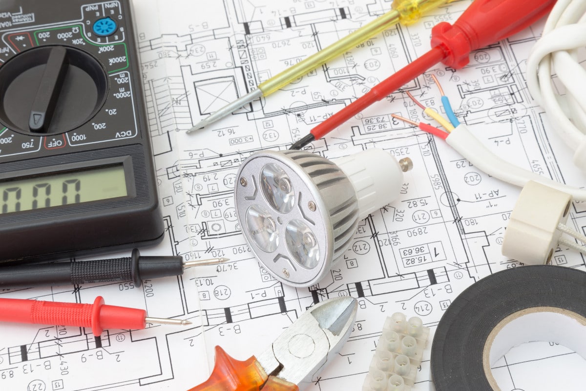 Electrical Components Arranged On Plans