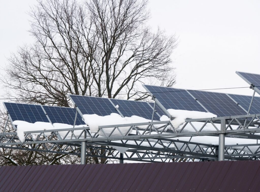 Solar panels in the snow