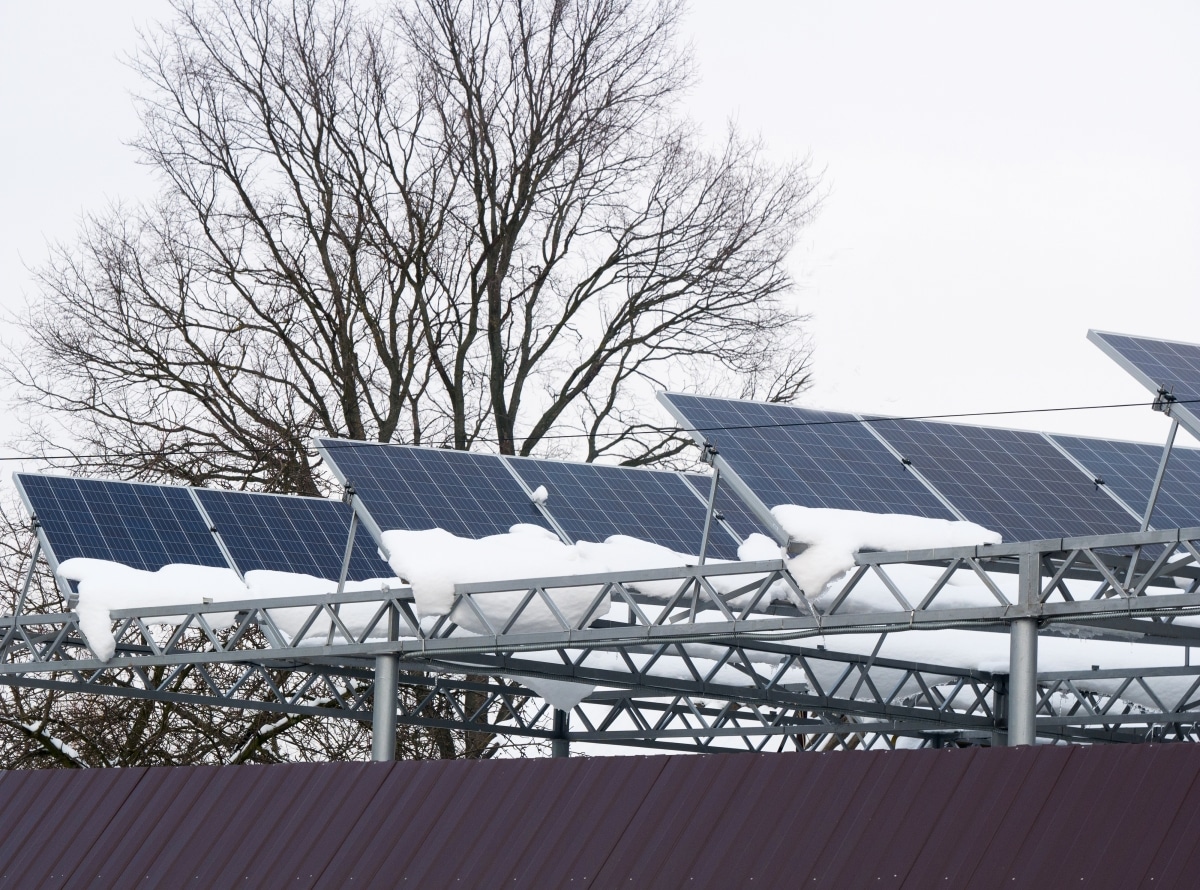 Solar panels in the snow